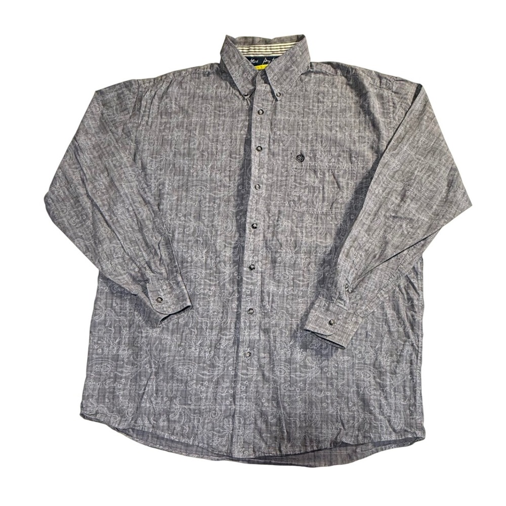 Wrangler George Strait Cowboy Cut Gray‎ Paisley Western Shirt Mens XLT-2184